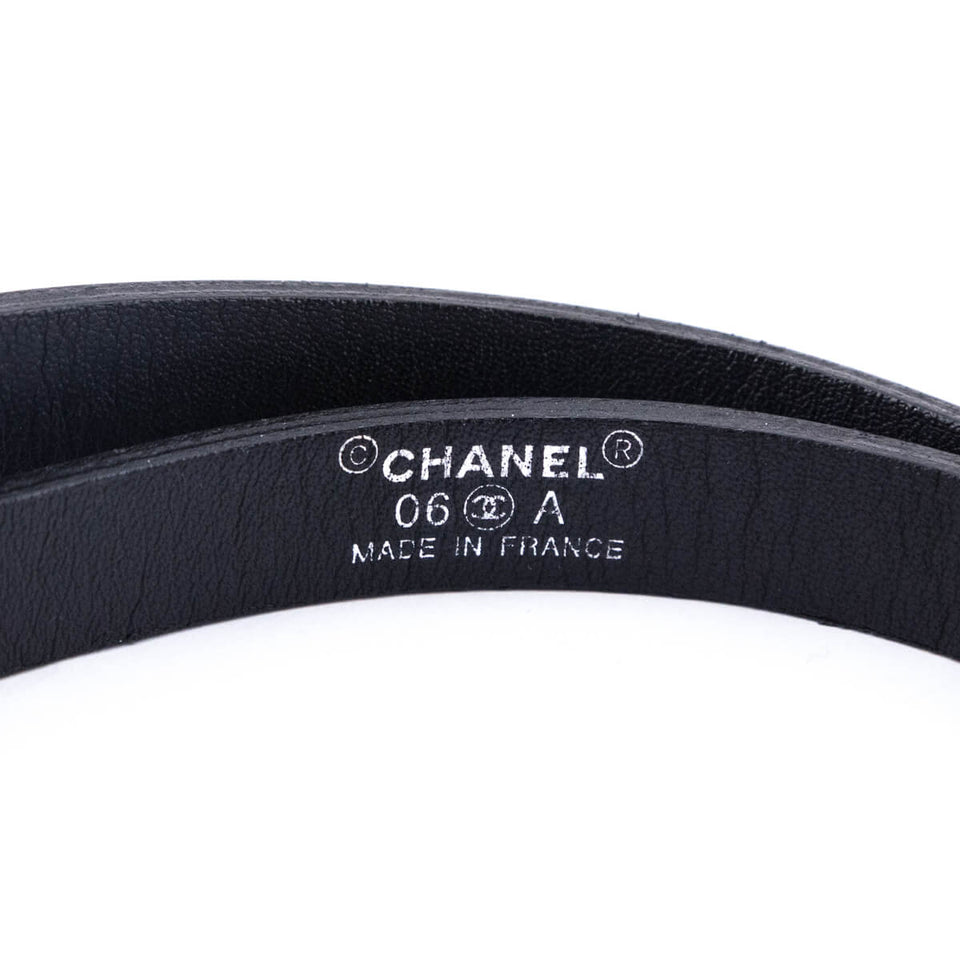 Chanel Black Patent & Strass Skinny Belt Size L