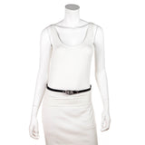 Chanel Black Patent & Strass Skinny Belt Size L