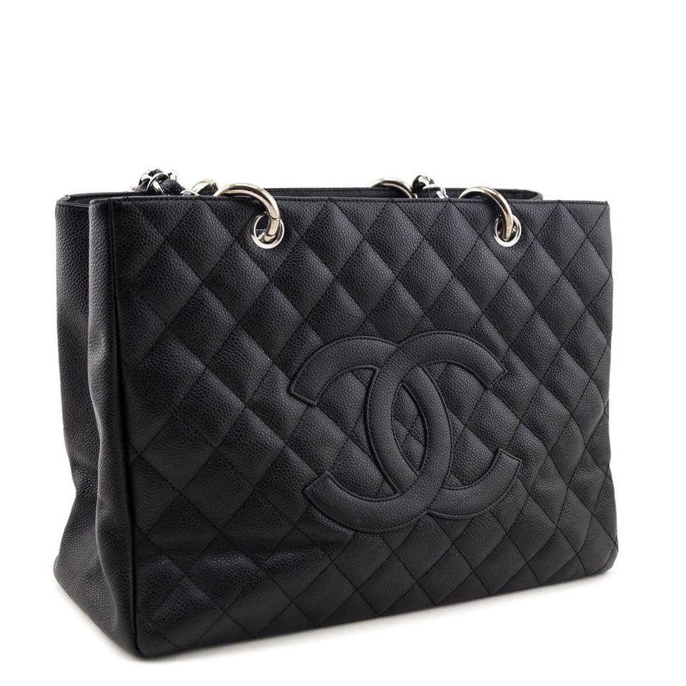 Chanel Black Quilted Caviar Grand Shopping Tote