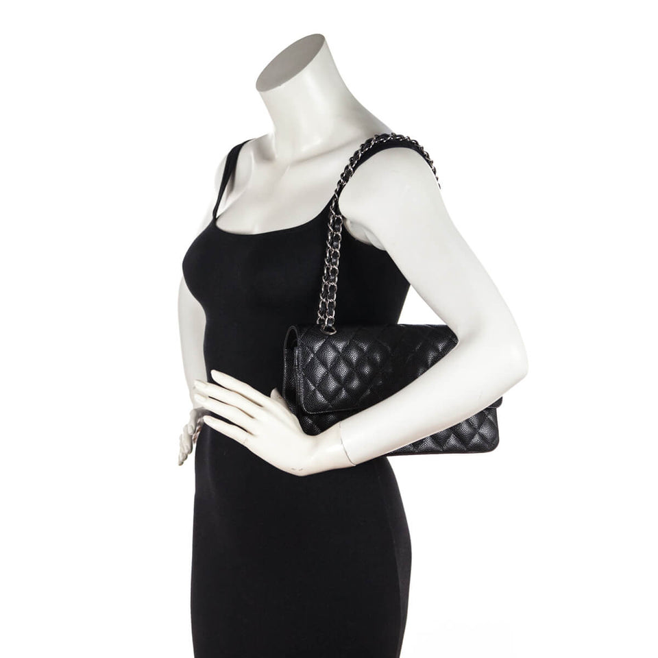 Chanel Black Quilted Caviar Medium Classic Double Flap Bag