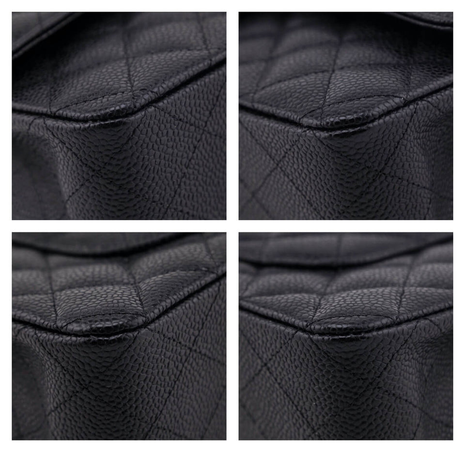 Chanel Black Quilted Caviar Medium Classic Double Flap Bag