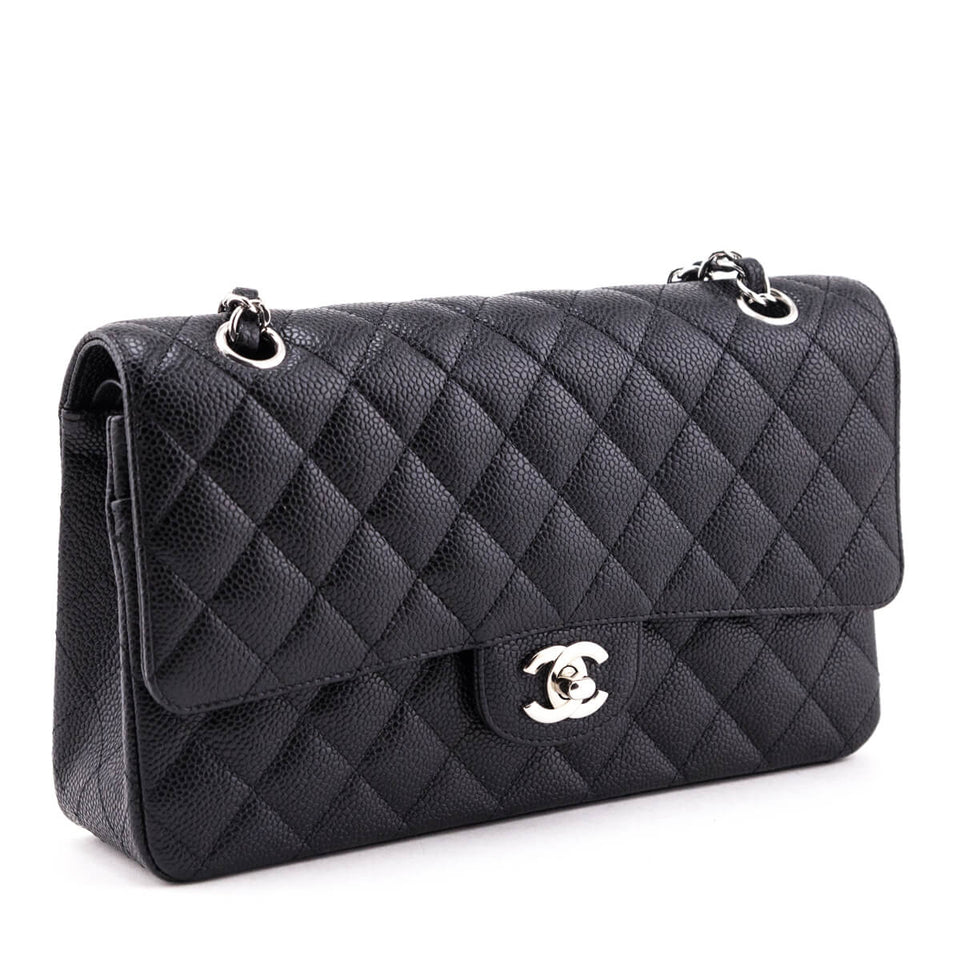 Chanel Black Quilted Caviar Medium Classic Double Flap Bag