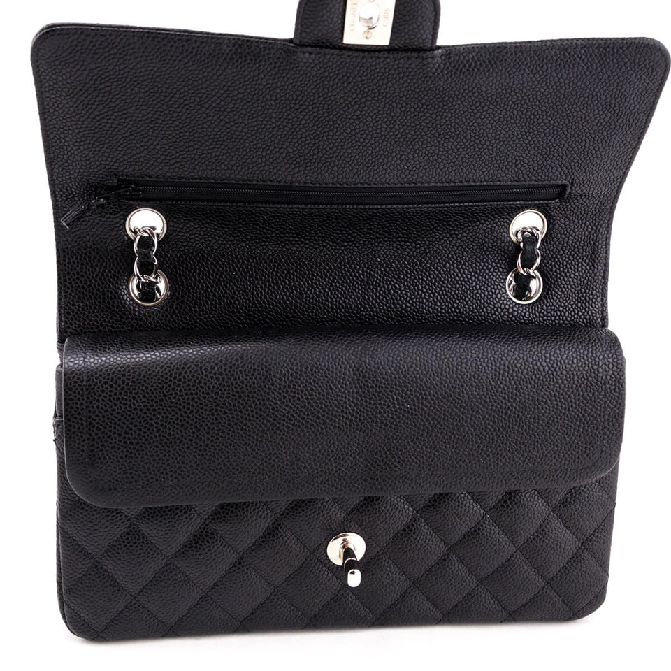 Chanel Black Quilted Caviar Medium Classic Double Flap Bag
