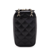 Chanel Black Quilted Caviar Zip Around Chain Phone Case