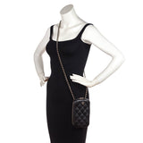 Chanel Black Quilted Caviar Zip Around Chain Phone Case