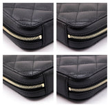 Chanel Black Quilted Caviar Zip Around Chain Phone Case