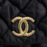 Chanel Black Quilted Lambskin Bubble Large Flap Shoulder Bag