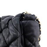 Chanel Black Quilted Lambskin Bubble Large Flap Shoulder Bag