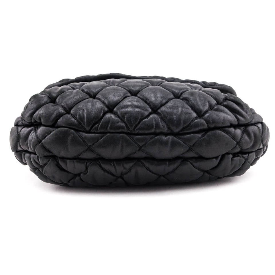 Chanel Black Quilted Lambskin Bubble Large Flap Shoulder Bag
