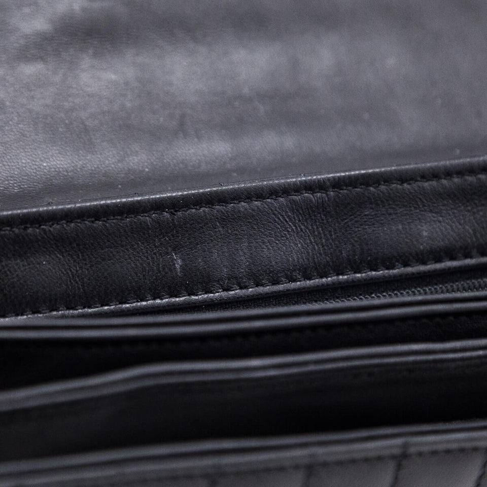 Chanel Black Quilted Lambskin Chocolate Bar Camellia No. 5 Pochette