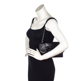 Chanel Black Quilted Lambskin Chocolate Bar Camellia No. 5 Pochette