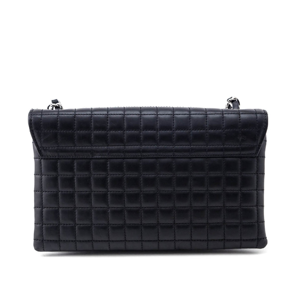 Chanel Black Quilted Lambskin Chocolate Bar Camellia No. 5 Pochette