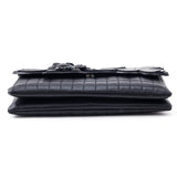 Chanel Black Quilted Lambskin Chocolate Bar Camellia No. 5 Pochette