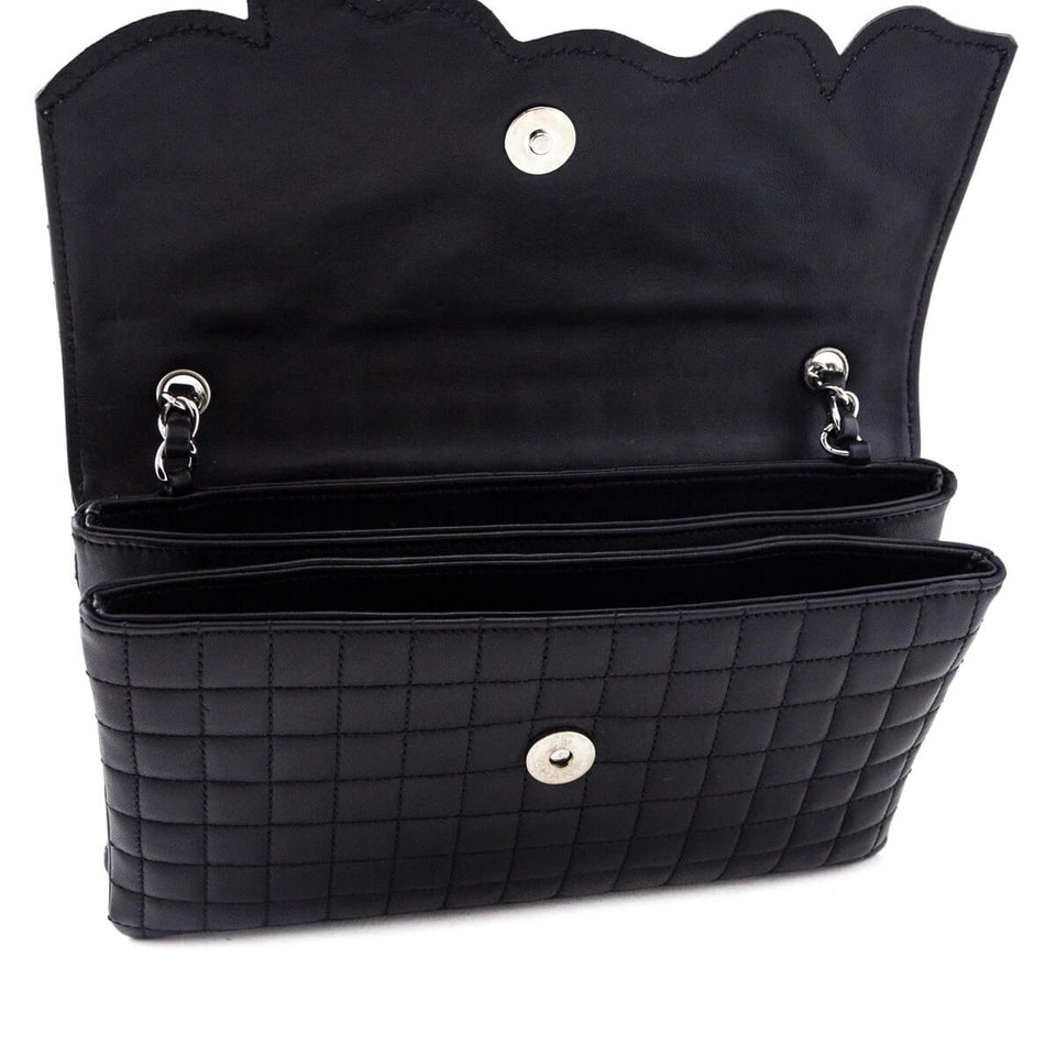 Chanel Black Quilted Lambskin Chocolate Bar Camellia No. 5 Pochette