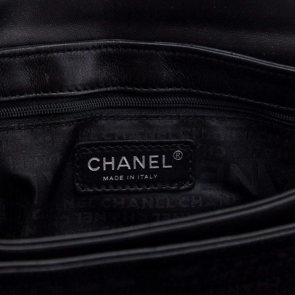 Chanel Black Quilted Lambskin Chocolate Bar Camellia No. 5 Pochette