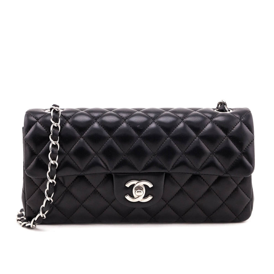 Chanel Black Quilted Lambskin E/W Flap Bag