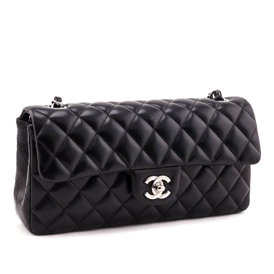 Chanel Black Quilted Lambskin E/W Flap Bag