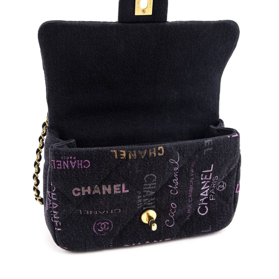 Chanel Black Quilted Small Denim Mood Rectangular Flap Bag
