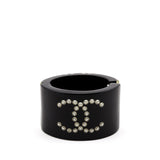 Chanel Black Resin Pearl CC Bangle Cuff