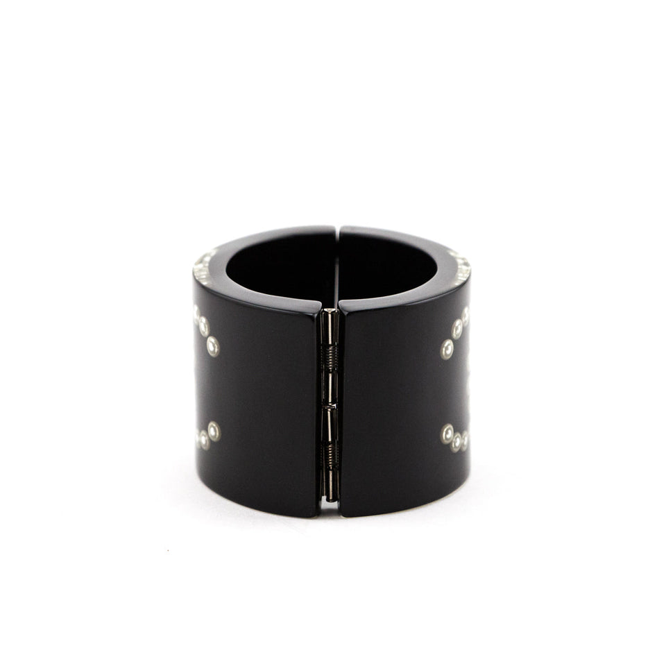 Chanel Black Resin Pearl CC Bangle Cuff