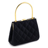 Chanel Black Satin Vintage Quilted Frame Evening Bag
