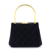 Chanel Black Satin Vintage Quilted Frame Evening Bag