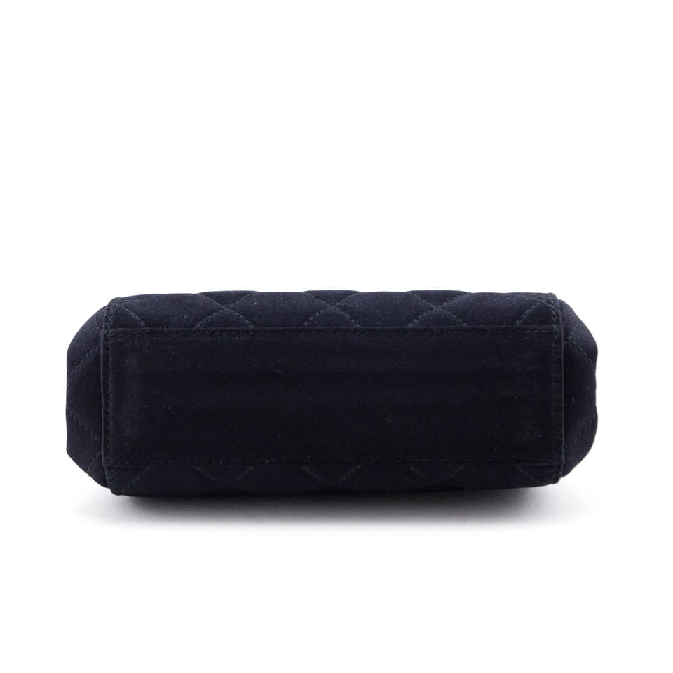 Chanel Black Satin Vintage Quilted Frame Evening Bag