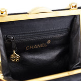 Chanel Black Satin Vintage Quilted Frame Evening Bag