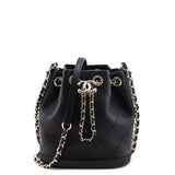 Chanel Black Stitched Calfskin Mini Drawstring Bag GHW