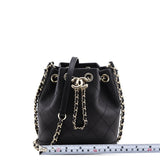 Chanel Black Stitched Calfskin Mini Drawstring Bag GHW