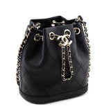Chanel Black Stitched Calfskin Mini Drawstring Bag GHW