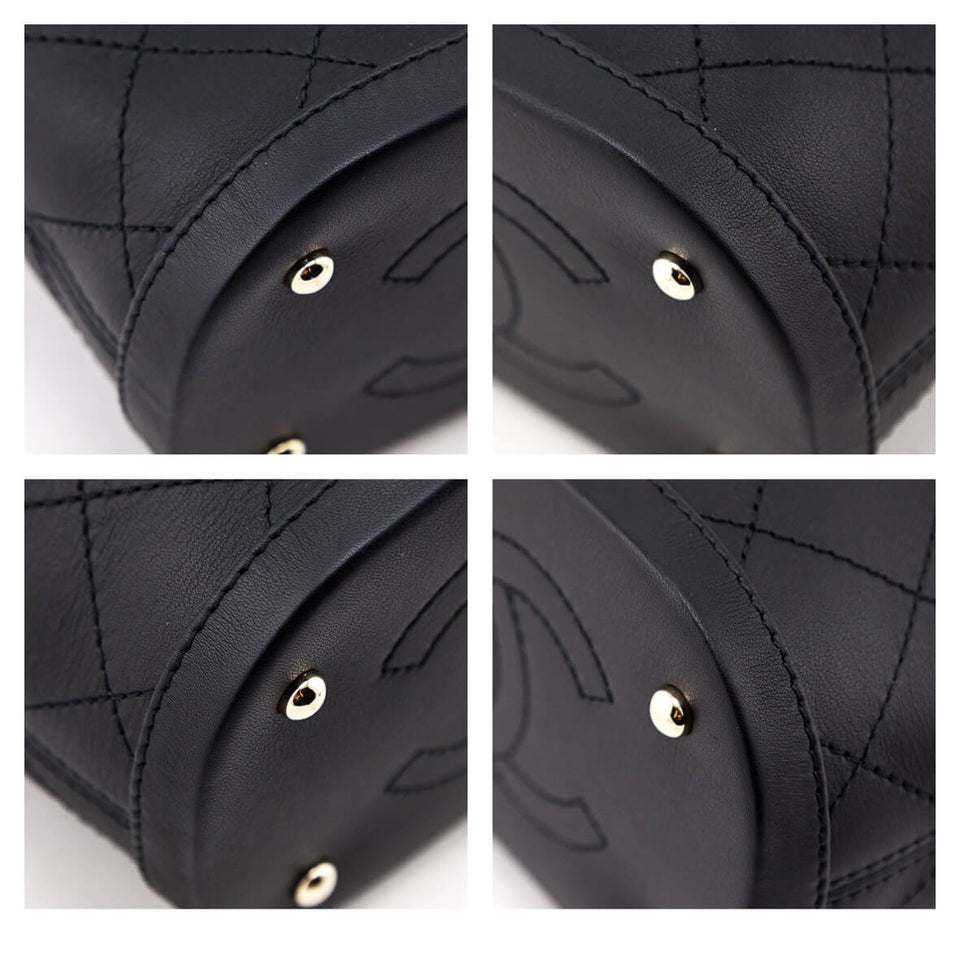 Chanel Black Stitched Calfskin Mini Drawstring Bag GHW