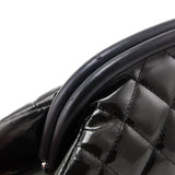 Chanel Black Striped Patent Quilted Timeless Clutch