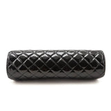 Chanel Black Striped Patent Quilted Timeless Clutch