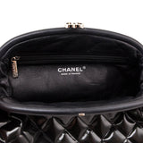 Chanel Black Striped Patent Quilted Timeless Clutch