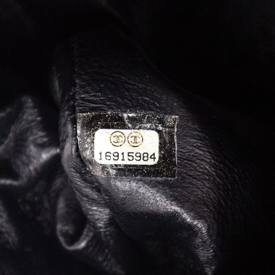 Chanel Black Striped Patent Quilted Timeless Clutch