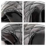 Chanel Black Striped Patent Quilted Timeless Clutch