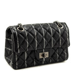 Chanel Black Striped Quilted Lambskin Mini Reissue Flap Bag