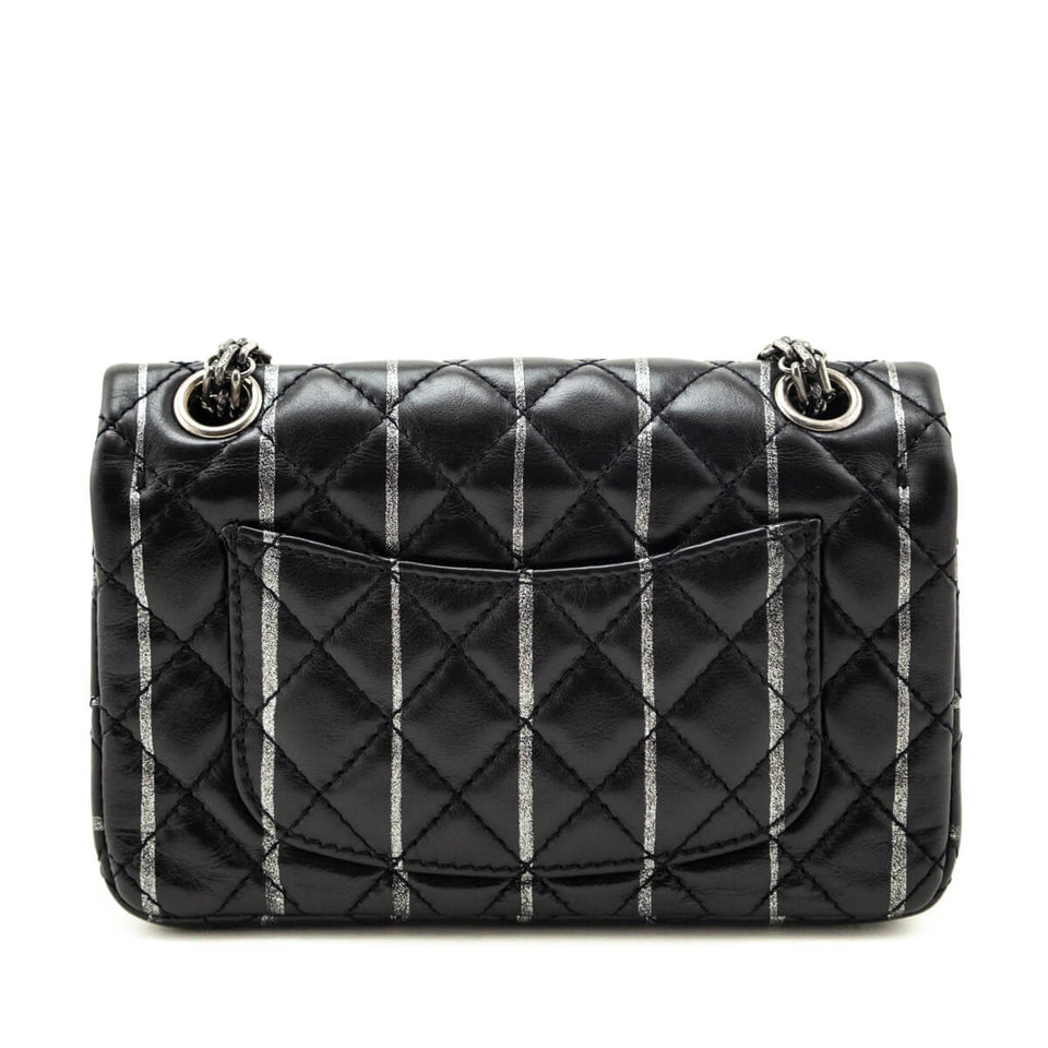 Chanel Black Striped Quilted Lambskin Mini Reissue Flap Bag