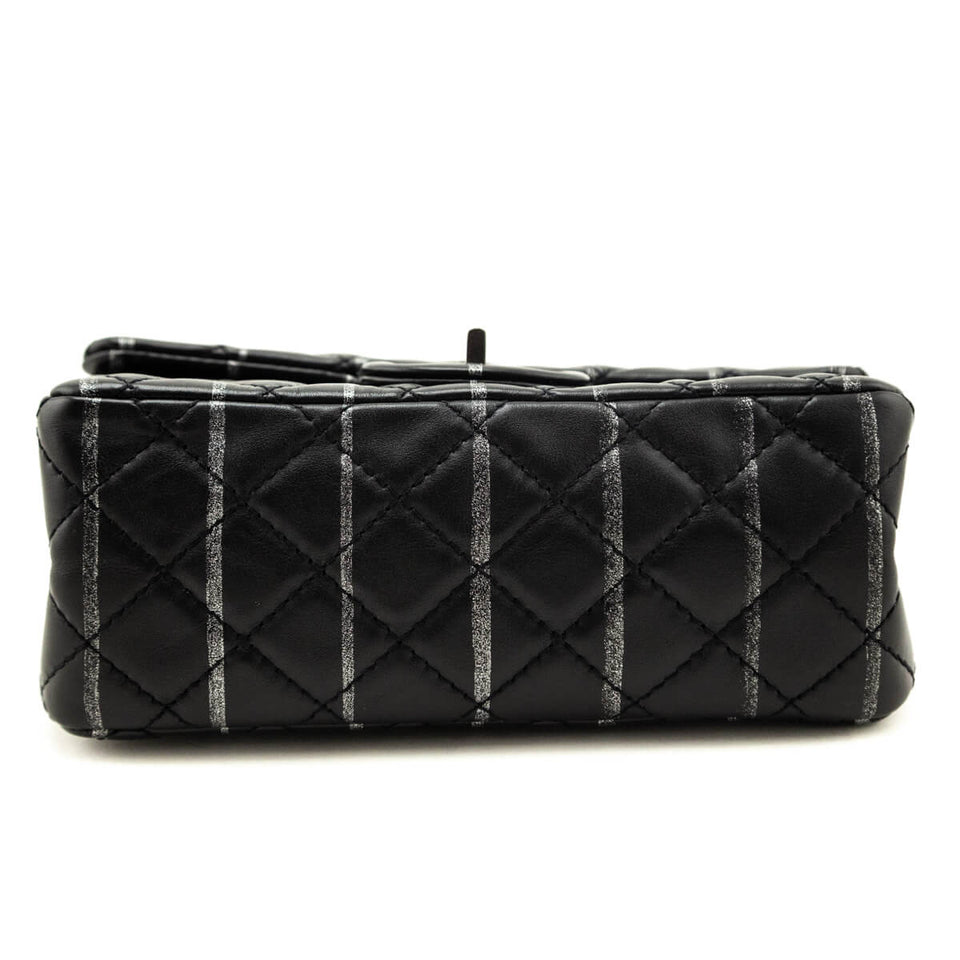 Chanel Black Striped Quilted Lambskin Mini Reissue Flap Bag