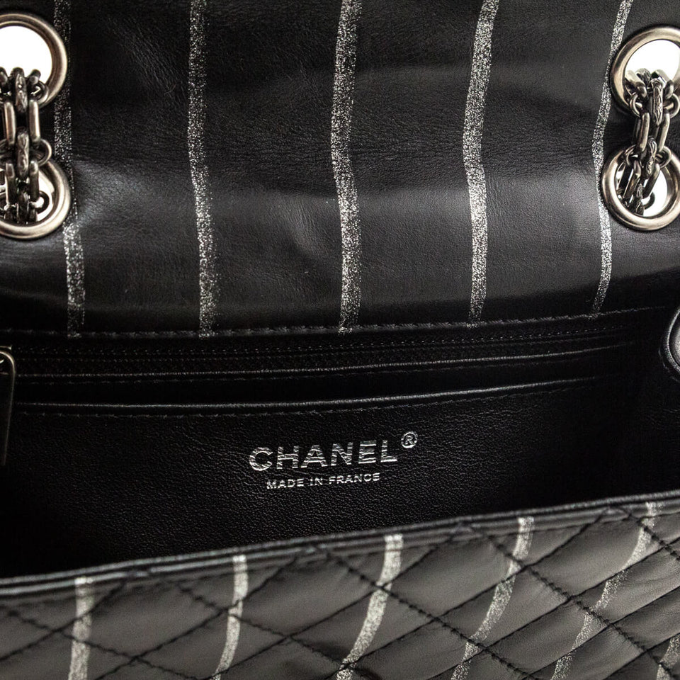 Chanel Black Striped Quilted Lambskin Mini Reissue Flap Bag