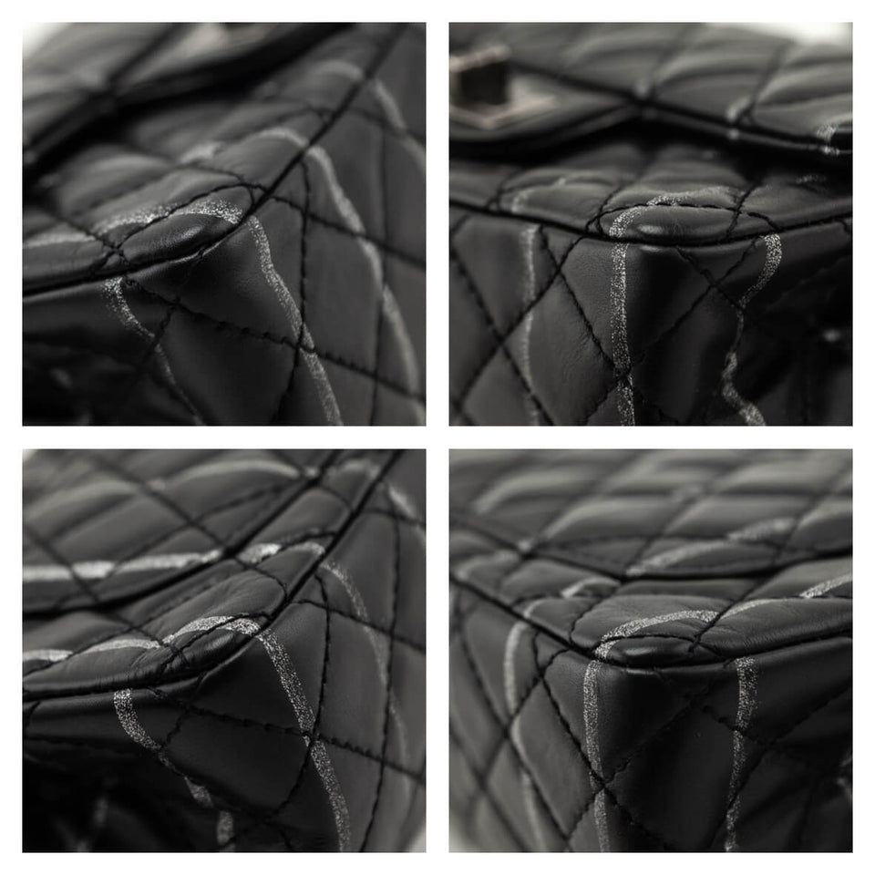 Chanel Black Striped Quilted Lambskin Mini Reissue Flap Bag