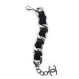 Chanel Black Velvet Curb Link CC Bracelet