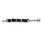 Chanel Black Velvet Curb Link CC Bracelet