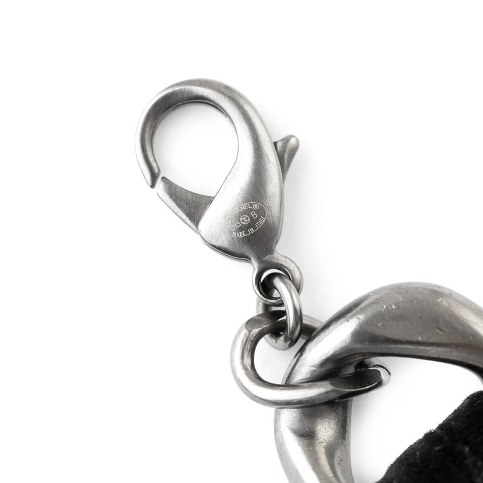 Chanel Black Velvet Curb Link CC Bracelet
