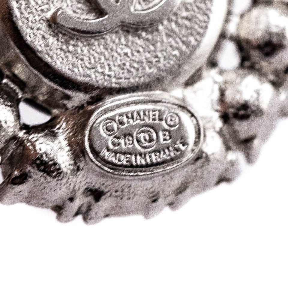 Chanel Black & Crystal CC Stud Earrings