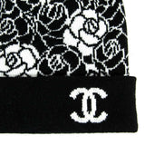 Chanel Black & White Cashmere Camellia Beanie