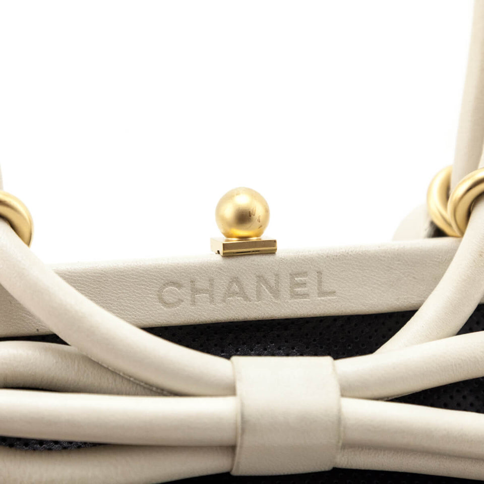 Chanel Black & White Perforated Bow Frame Bag