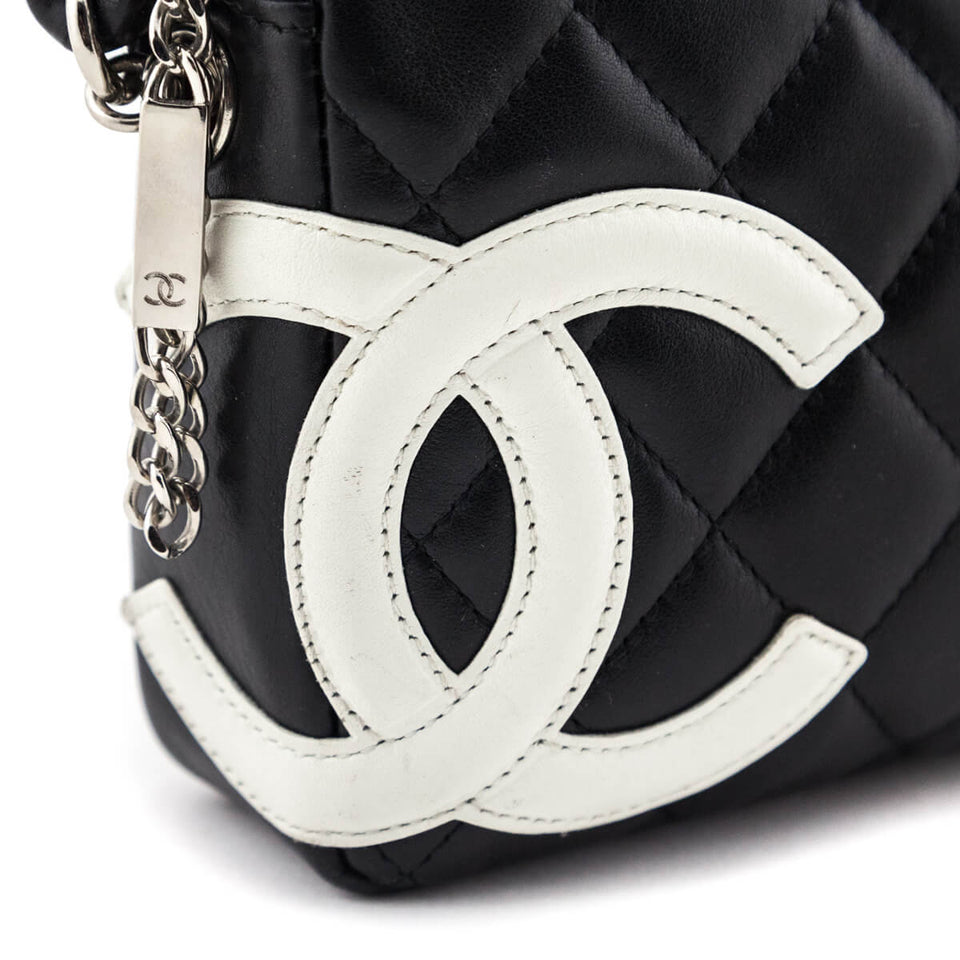 Chanel Black & White Quilted Calfskin Cambon Pochette
