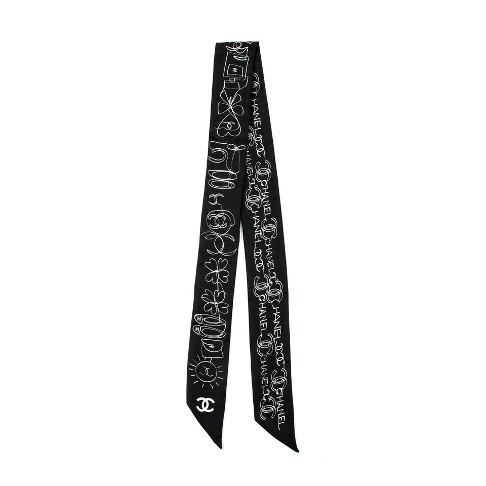 Chanel Black & White Twilly